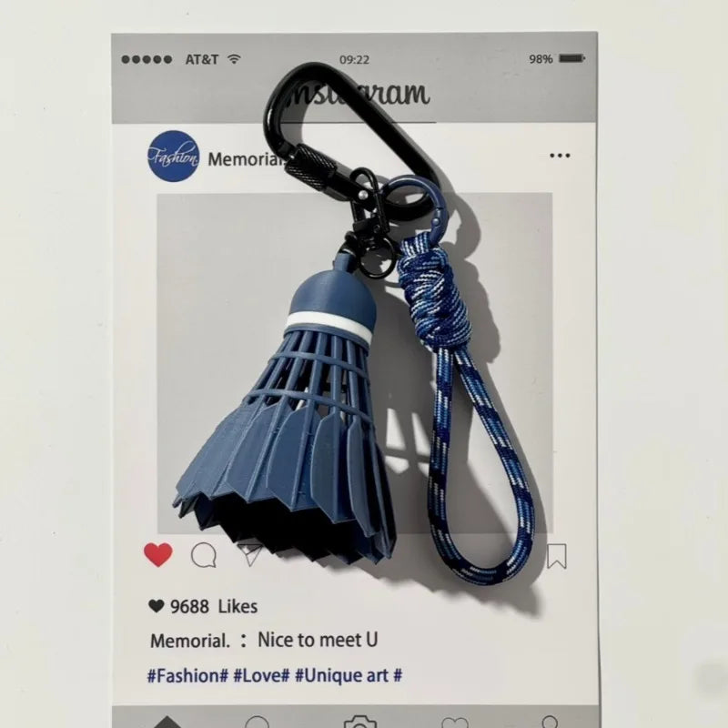 Dark Blue Badminton Keychain Pendant | Sports Backpack Charm