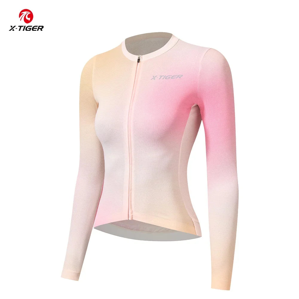 X-TIGER Women's Long Sleeve Cycling Jersey SPF 50+ | 3 Pockets