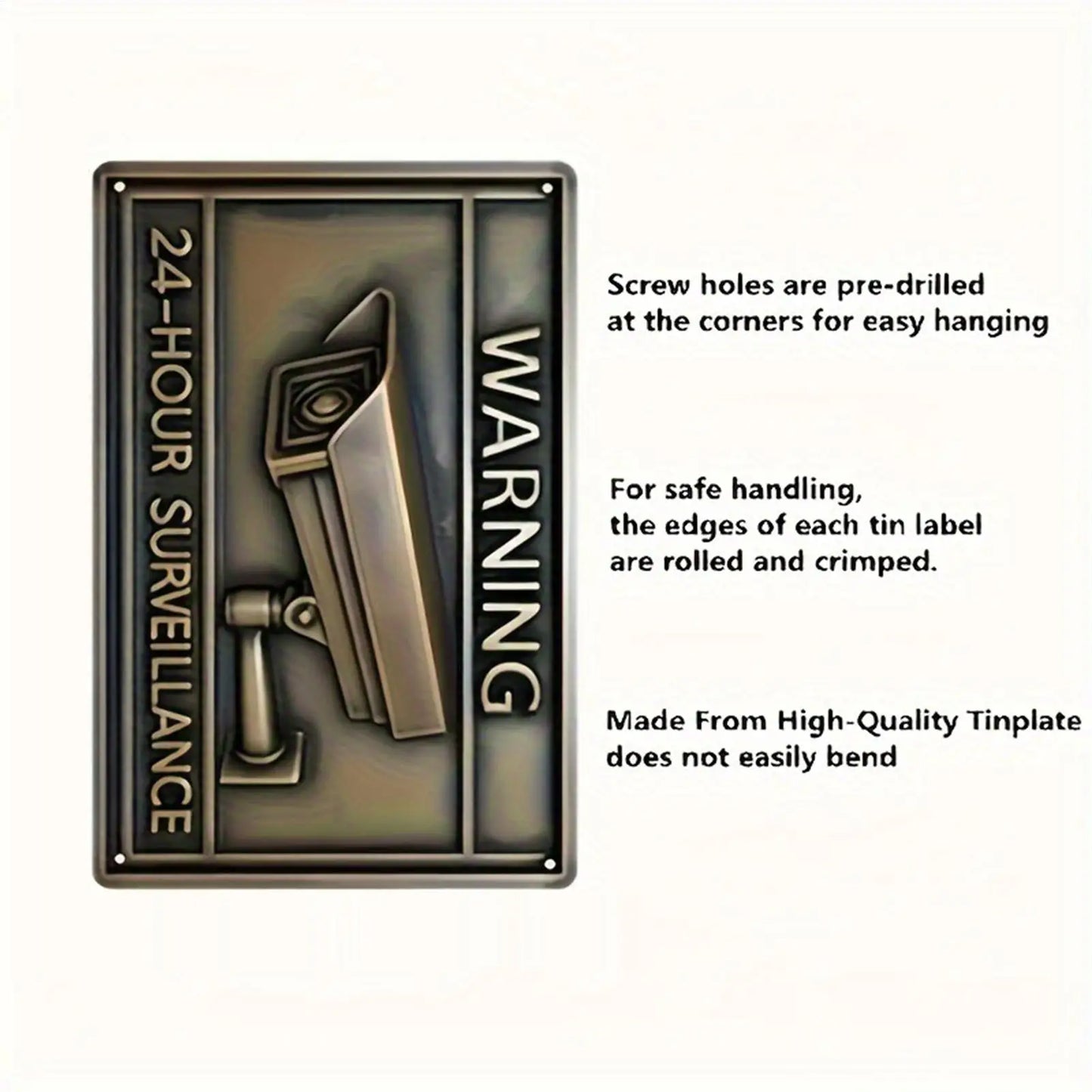 Vintage Metal CCTV Camera Warning Sign – Indoor & Outdoor