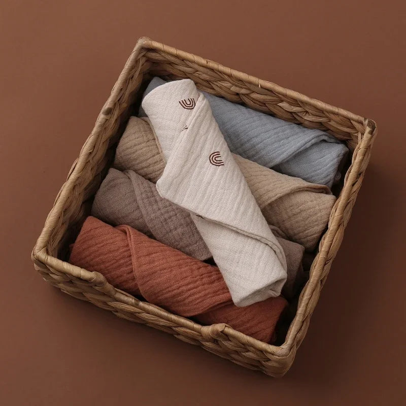 Baby Muslin Washcloths 5-Pack | Soft Cotton Gauze Newborn Towels
