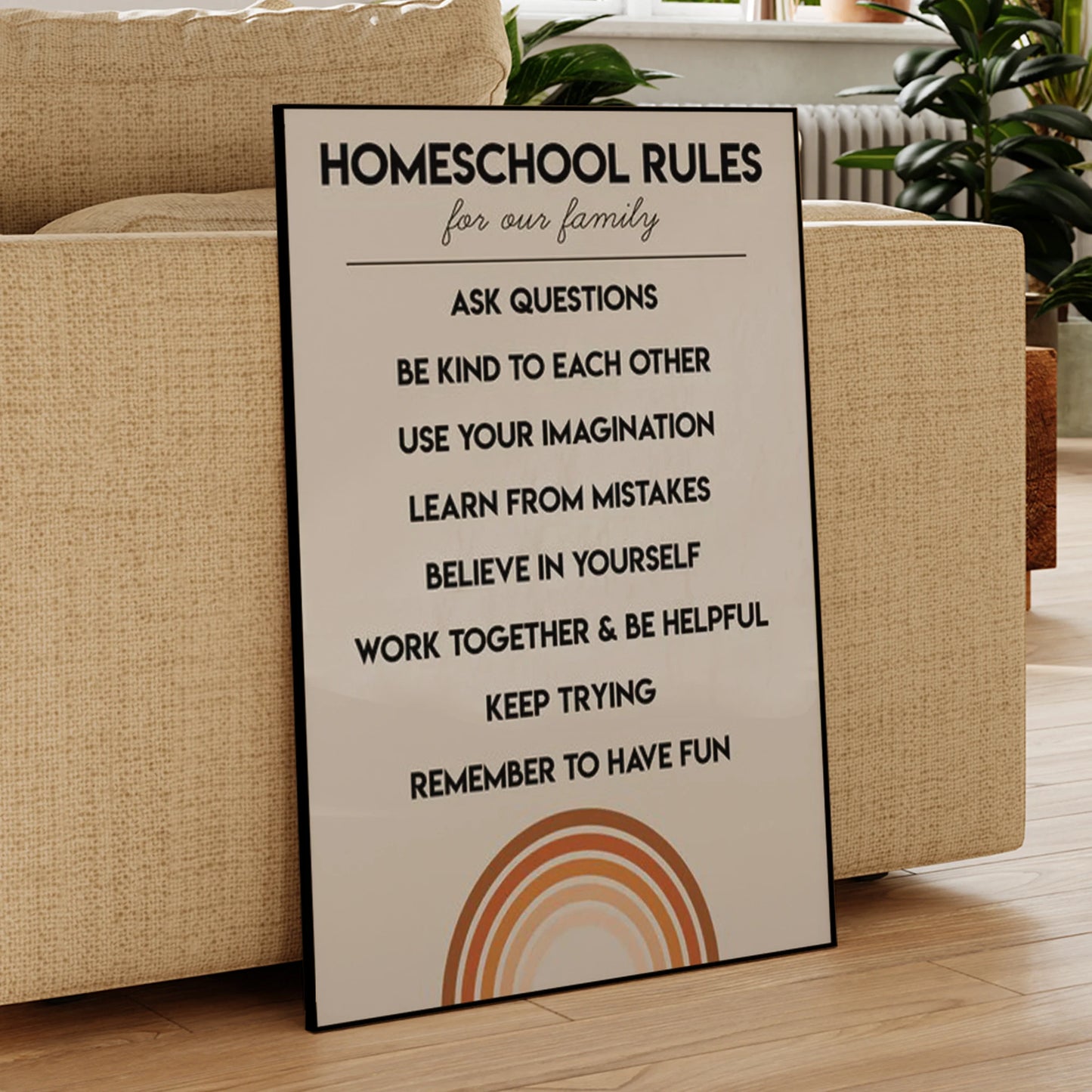 Homeschool Rules Canvas Wall Art | Ask Questions Quote Print