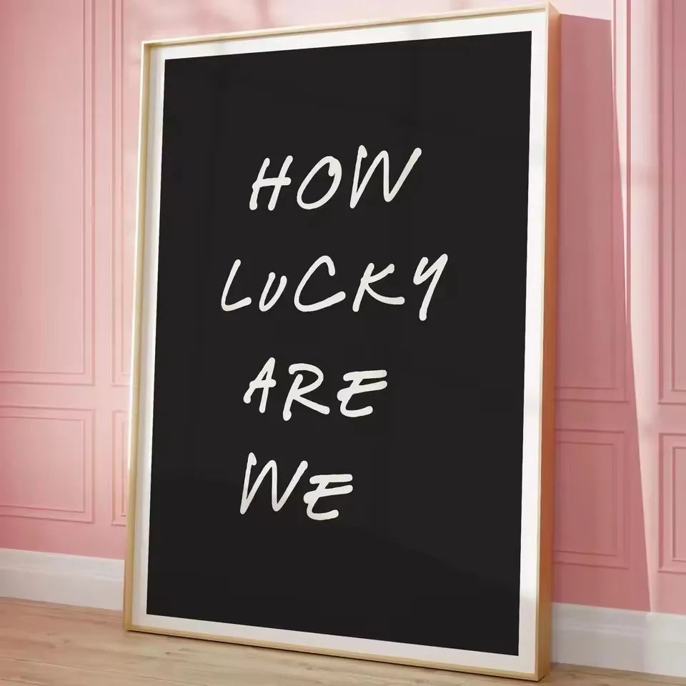 1 Piece Frameless Red Love Heart How Lucky Are We Poster Canvas Painting Modern Print Wall Art Bedroom Home Decor Valentine Gift Peaceful Pleasures Health and Wellness ZLH2847 80x120cm No Frame