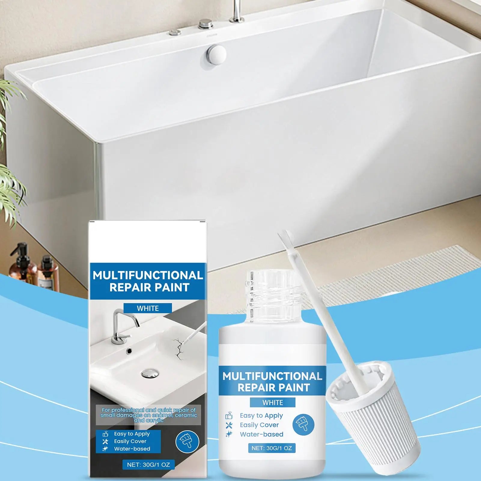 Tile Paint Waterproof Quick Dry Scratch Repair Coating, Tile Paint Kit for Bathroom Shower Bathtub Sink Kitchen Cabinet Outdoor Peaceful Pleasures Health and Wellness