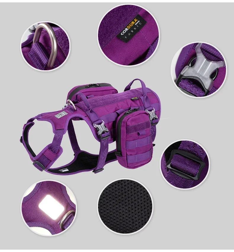Truelove Tactical Dog Harness with Backpack YH1805 Peaceful Pleasures Health and Wellness