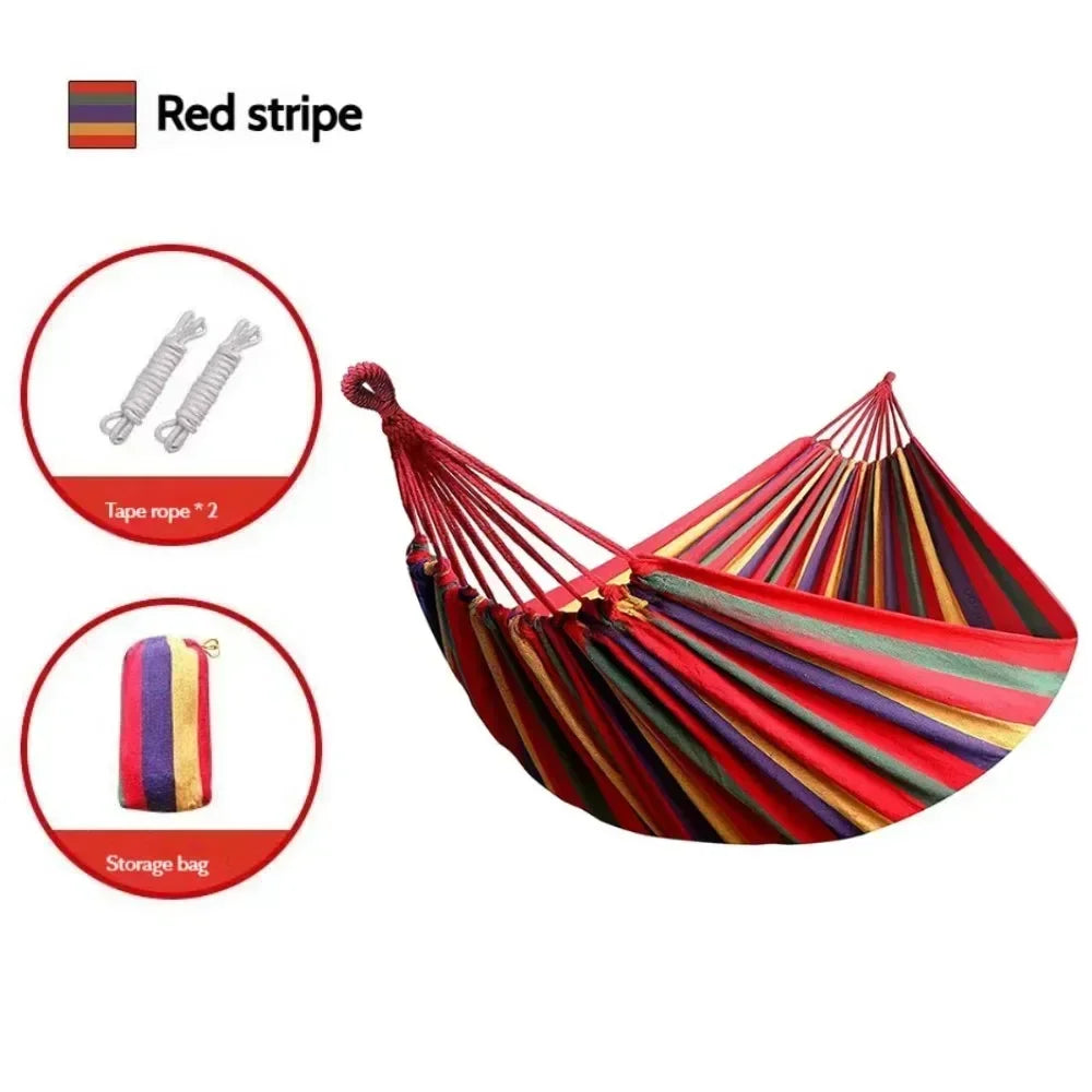 1pc Folding portable outdoor canvas hammock camping swing hammock with tree rope is perfect for gardens terraces backyards Peaceful Pleasures Health and Wellness Red