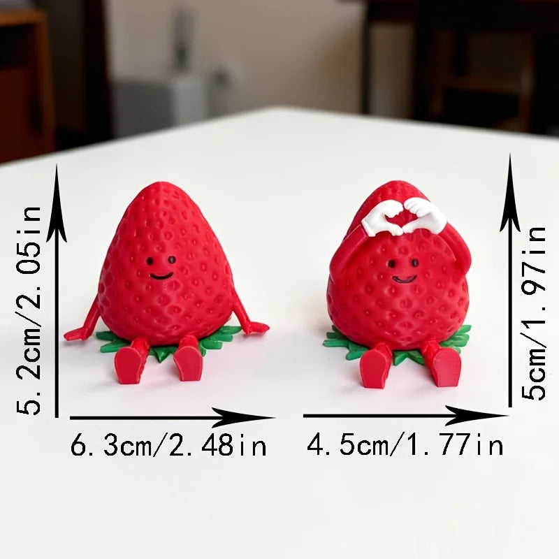 2-Piece Set with Random Styles, Includes Pen Refills, Strawberry-Shaped Ornaments with Movable Joints, Cute Little Figure Design, Suitable for Home and Office Desktop Decoration Peaceful Pleasures Health and Wellness