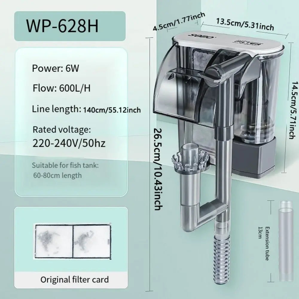 Slim HOB Aquarium Filter | Quiet Adjustable Flow Fish Tank