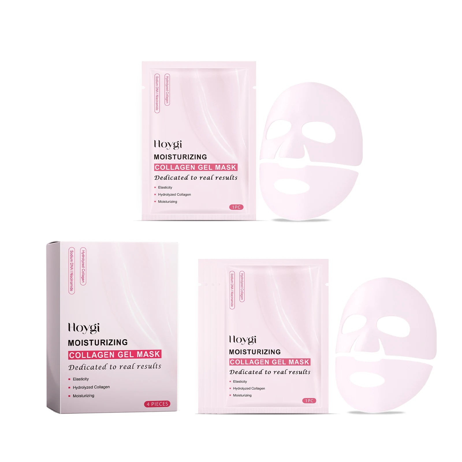 Hydrolyzed Collagen Sheet Mask Reduce Fine Lines Increase Skin Elasticity Firming Nourishing Shrink Pores Sodium DNA Facial Mask Peaceful Pleasures Health and Wellness