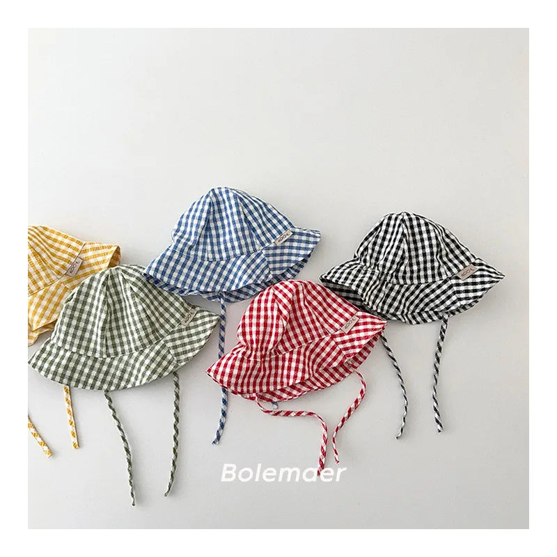 Baby Wide Brim Plaid Bucket Sun Hat | Cotton, Boys & Girls