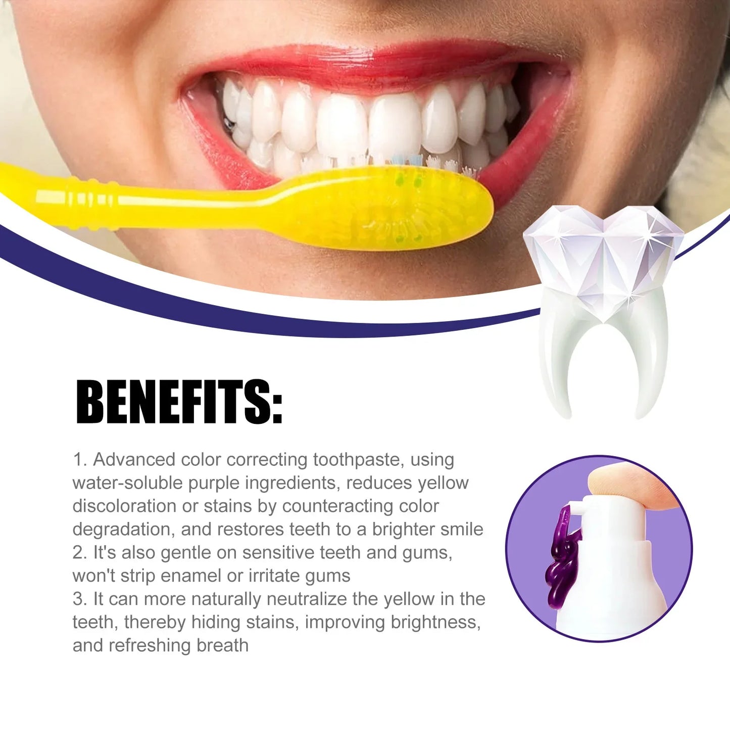 Jaysuing V34 Purple Toothpaste | Color Correcting Teeth Whitener