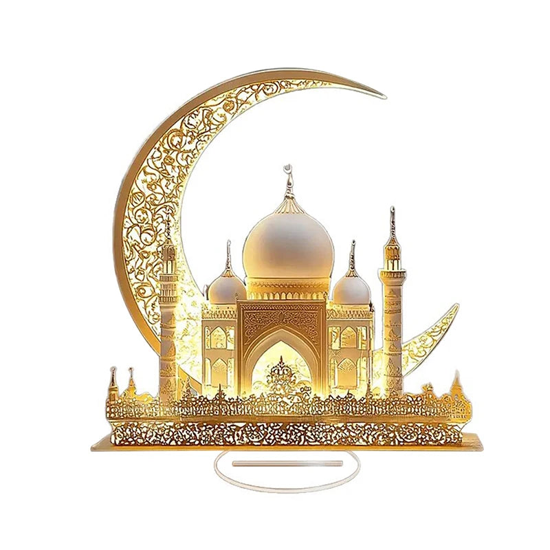 Acrylic Crescent Castle Decor | Ramadan & Eid Ornament Festive Tabletop Decor Peaceful Pleasures Health and Wellness