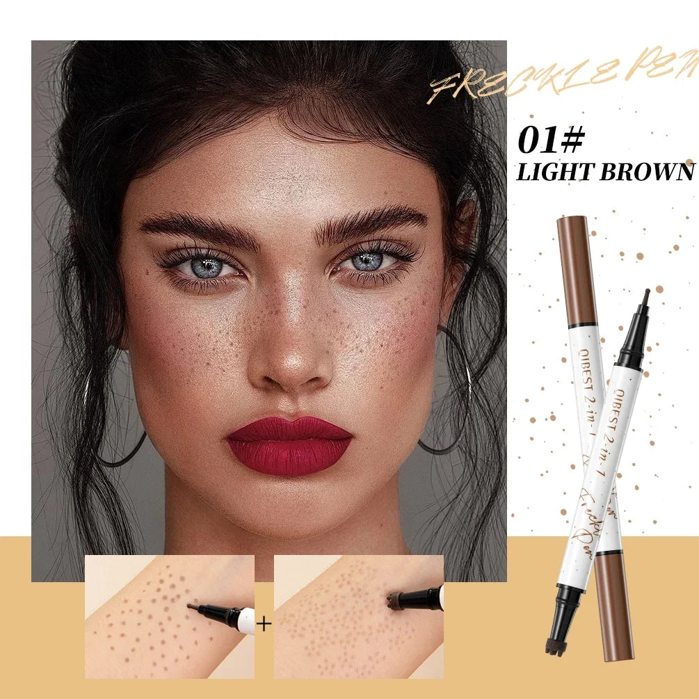 QIBEST Double Head Natural Simulation Freckle Makeup Pen Color Rendering Waterproof Easy To Apply No Shedding 2 In 1 Spot Pen Peaceful Pleasures Health and Wellness 01