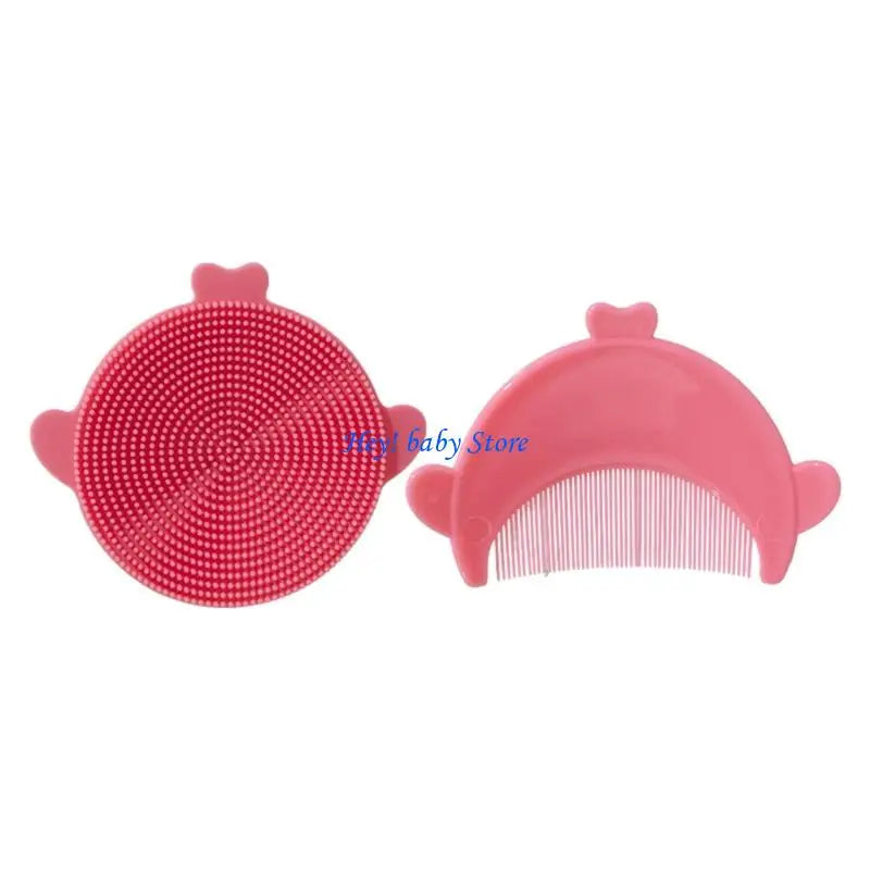 Baby Scalp Massage Shampoo Brush & Soft Comb Set – Silicone