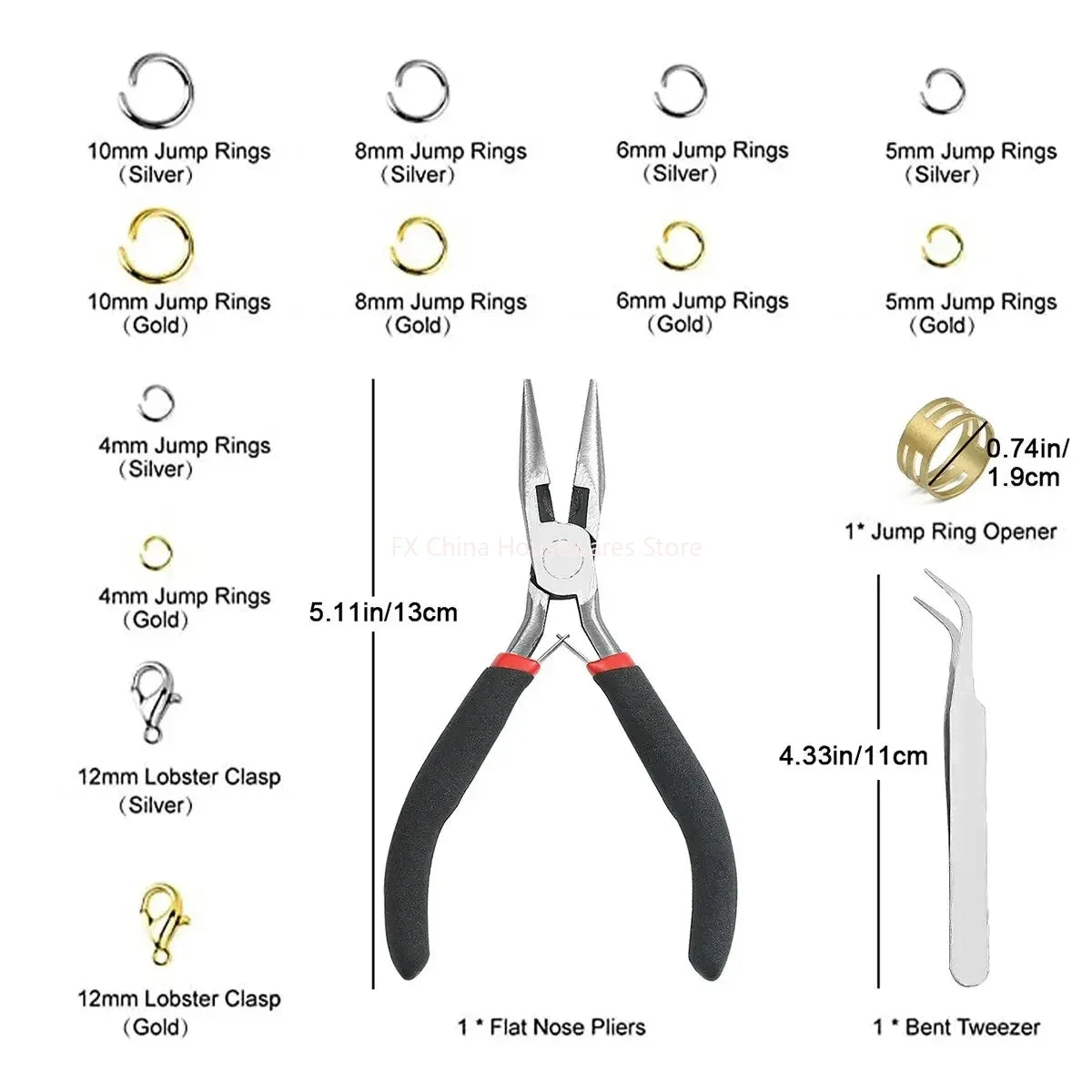 About 1200pcs Gold & Silver Jump Rings with Lobster Clasps + Pliers - DIY Jewelry Making Kit for Necklaces & Earrings Peaceful Pleasures Health and Wellness