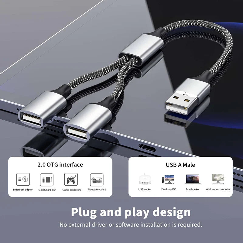 USB Hub Splitter 2/3/4 Port OTG Adapter – MacBook & PC