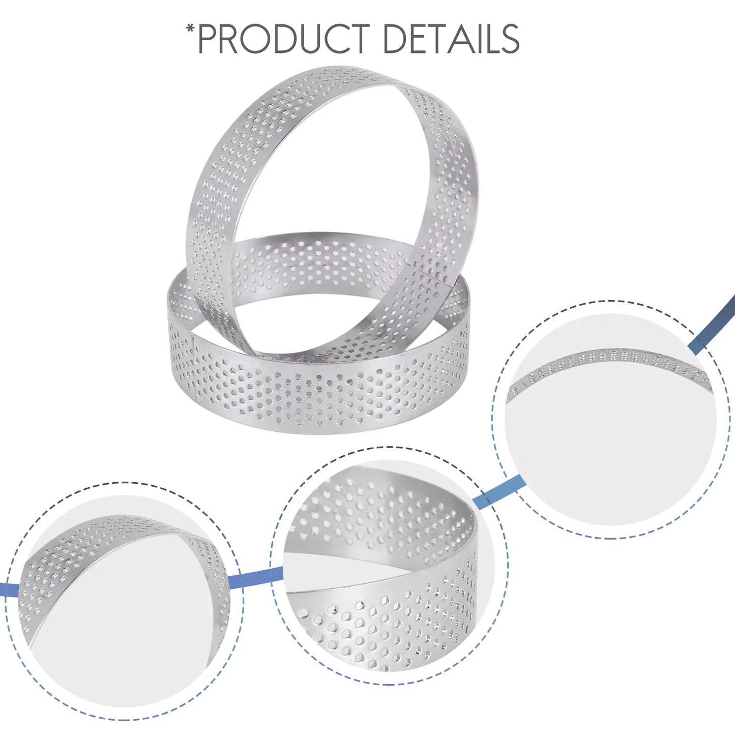 A36T-12 Pack Stainless Steel Tart Rings 3 In,Perforated Cake Mousse Ring,Cake Ring Mold,Round Cake Baking Tools Peaceful Pleasures Health and Wellness silver