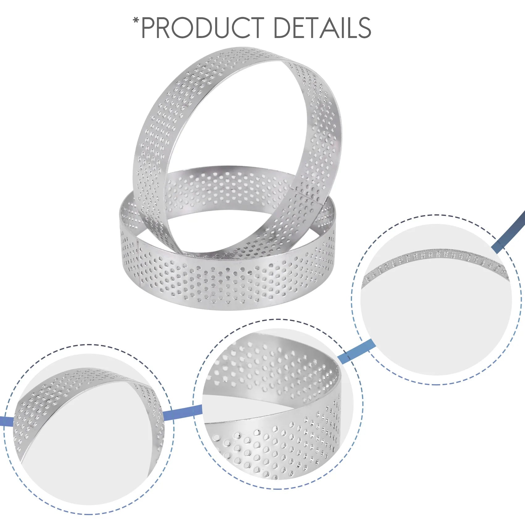 A36T-12 Pack Stainless Steel Tart Rings 3 In,Perforated Cake Mousse Ring,Cake Ring Mold,Round Cake Baking Tools Peaceful Pleasures Health and Wellness silver