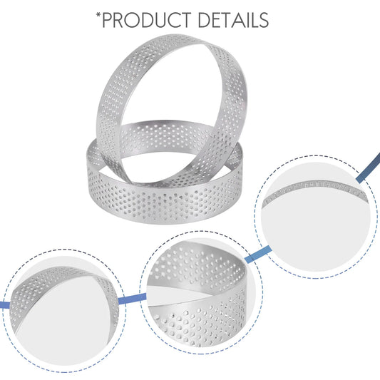 A36T-12 Pack Stainless Steel Tart Rings 3 In,Perforated Cake Mousse Ring,Cake Ring Mold,Round Cake Baking Tools Peaceful Pleasures Health and Wellness silver