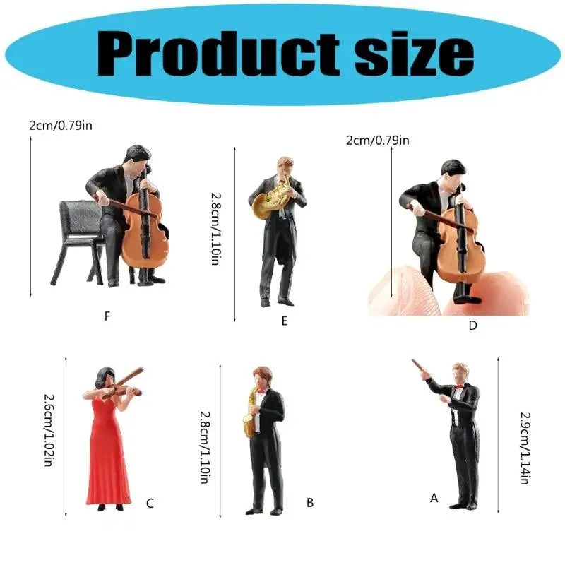 1/64 Scale Miniature Violinist Resin Figurines – Set of 6