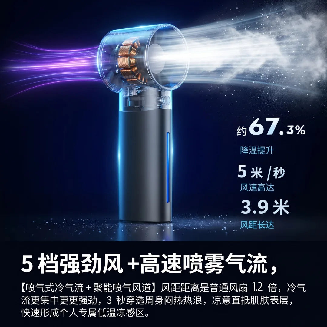 USB Rechargeable Handheld Mist Fan – Portable Mini Spray Fan