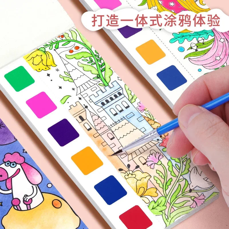 12 Sheets Children Watercolor Graffiti Draw Book 3+ Year Early