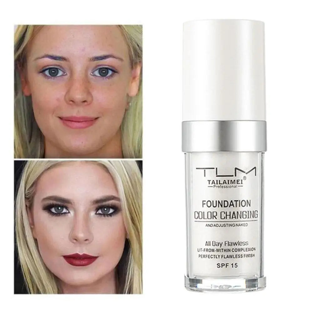 Foundation Color Changing Makeup Base Nude Face Full Cover Matte Concealer Long Lasting Make Up Liquid Foundation Cream 30ml Peaceful Pleasures Health and Wellness