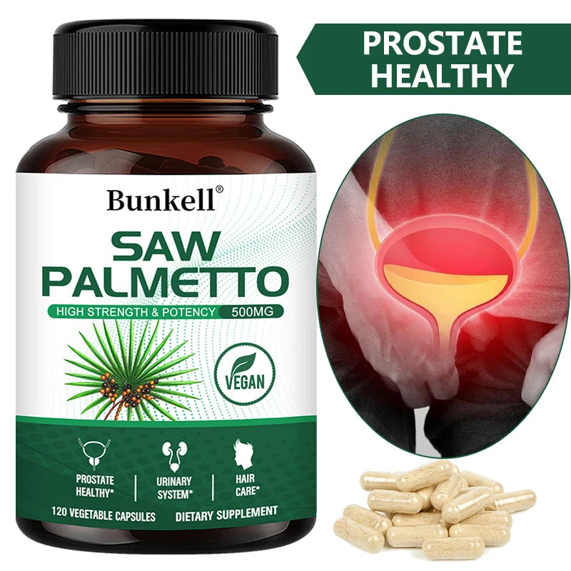 Saw Palmetto Extract Capsules 500mg - Enhanced Hair Growth Supplement for Women & Men, Reduces Hair Loss, Urinary Tract Support Peaceful Pleasures Health and Wellness
