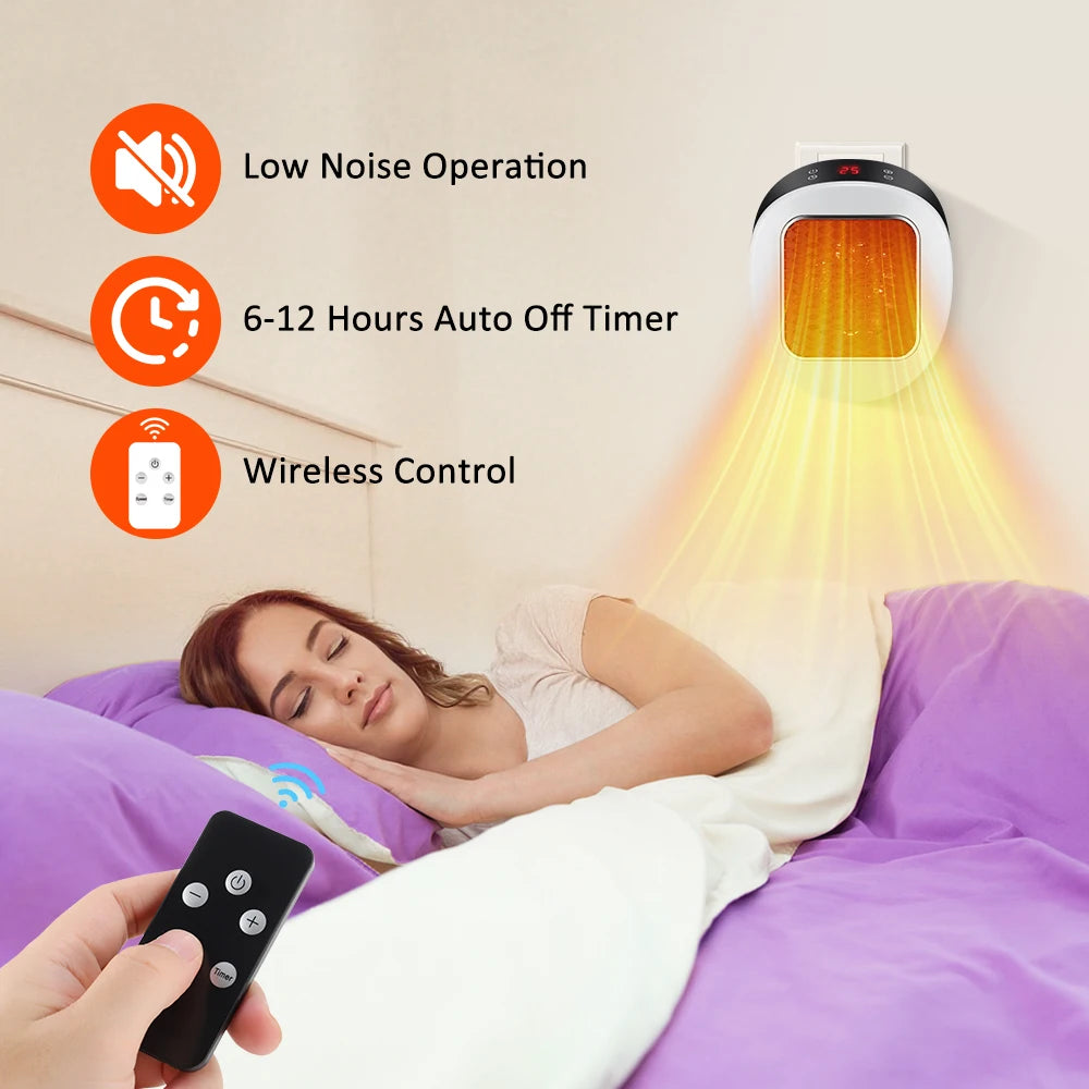 600W Home Electric Heater Winter Body Warmer Portable Wall Plug Space Heater with Remote Control Office Fast Heating Heater Mini Peaceful Pleasures Health and Wellness