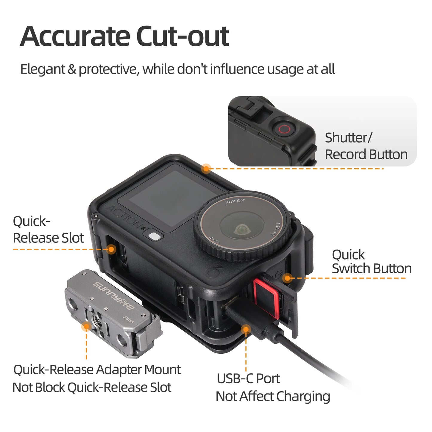 Dual-Function For DJI Action 6 Detachable Bezel With Removable Light Shield Protective Plate And Shock-Resistant Accessories Peaceful Pleasures Health and Wellness