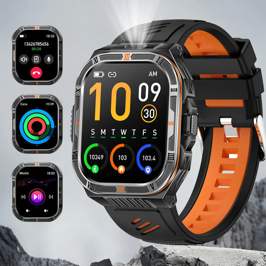 Yoateo Men's Smart Watch | Flashlight, Compass, Bluetooth Call Outdoor Smart Watch Peaceful Pleasures Health and Wellness