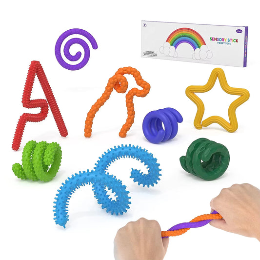 8pcs EDC Fidget Sensory Sticks toys, Worry Balls Autism Calming Kid Adults Anxiety Relief Stress Sensory Toy gifts Peaceful Pleasures Health and Wellness 8pcs