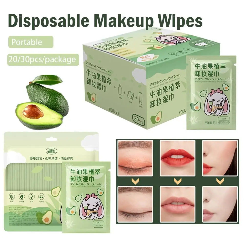 Avocado Makeup Removing Wipes – Soft Disposable 20/30pc