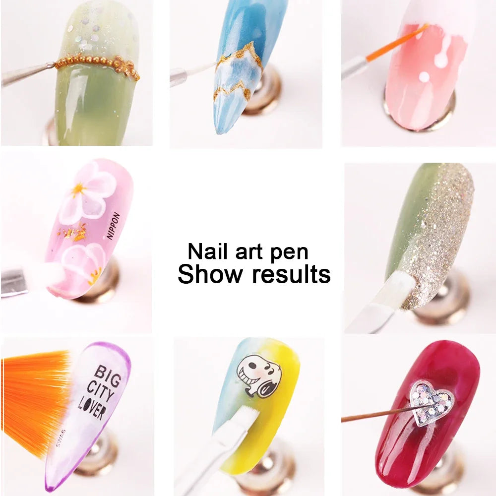 15pcs Fine Detail Paint Brush Set Acrylic UV Gel Drawing Dotting Manicure Nail Art Design Tools Makeup Accessorie Gel Brush Peaceful Pleasures Health and Wellness