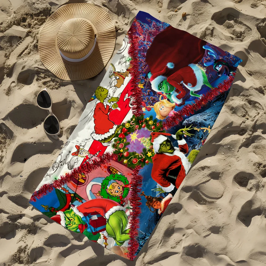Grinch Quick-Dry Beach Towel | Soft Cartoon Print, Multi-Size Quick-Dry Beach Towel Peaceful Pleasures Health and Wellness