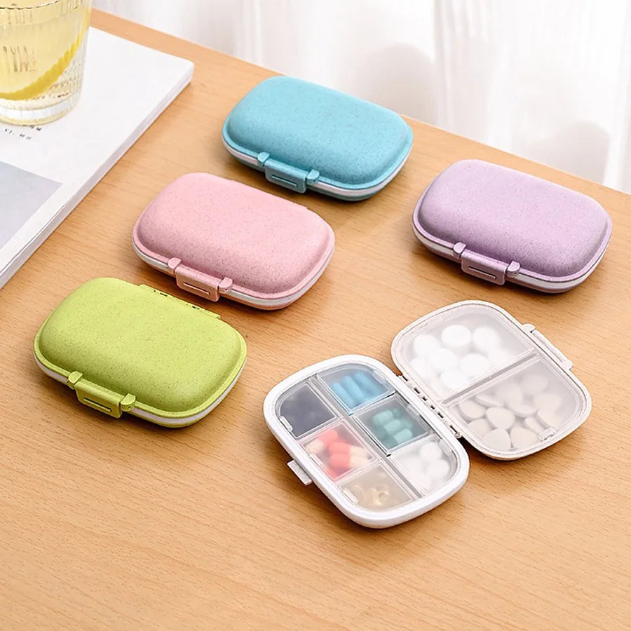 8 Grids Organizer Container For Tablets Travel Pill Box With Seal Ring Small Box For Tablets Wheat Straw Container For Medicines Peaceful Pleasures Health and Wellness