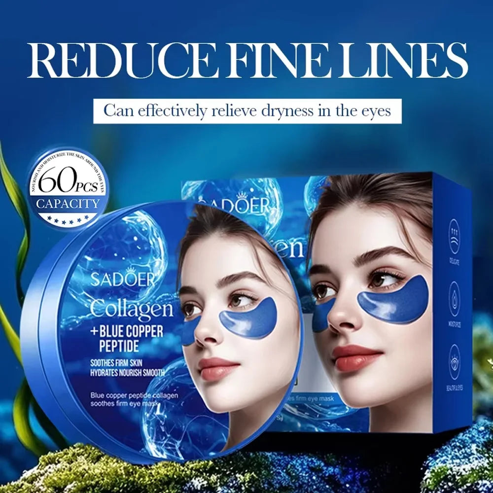 SADOER Collagen Eye Mask Caffeine Crystal Anti Dark Circles Eye Bag Remover Moisturizing Anti-aging Eye Patches Skin Eye Care Peaceful Pleasures Health and Wellness