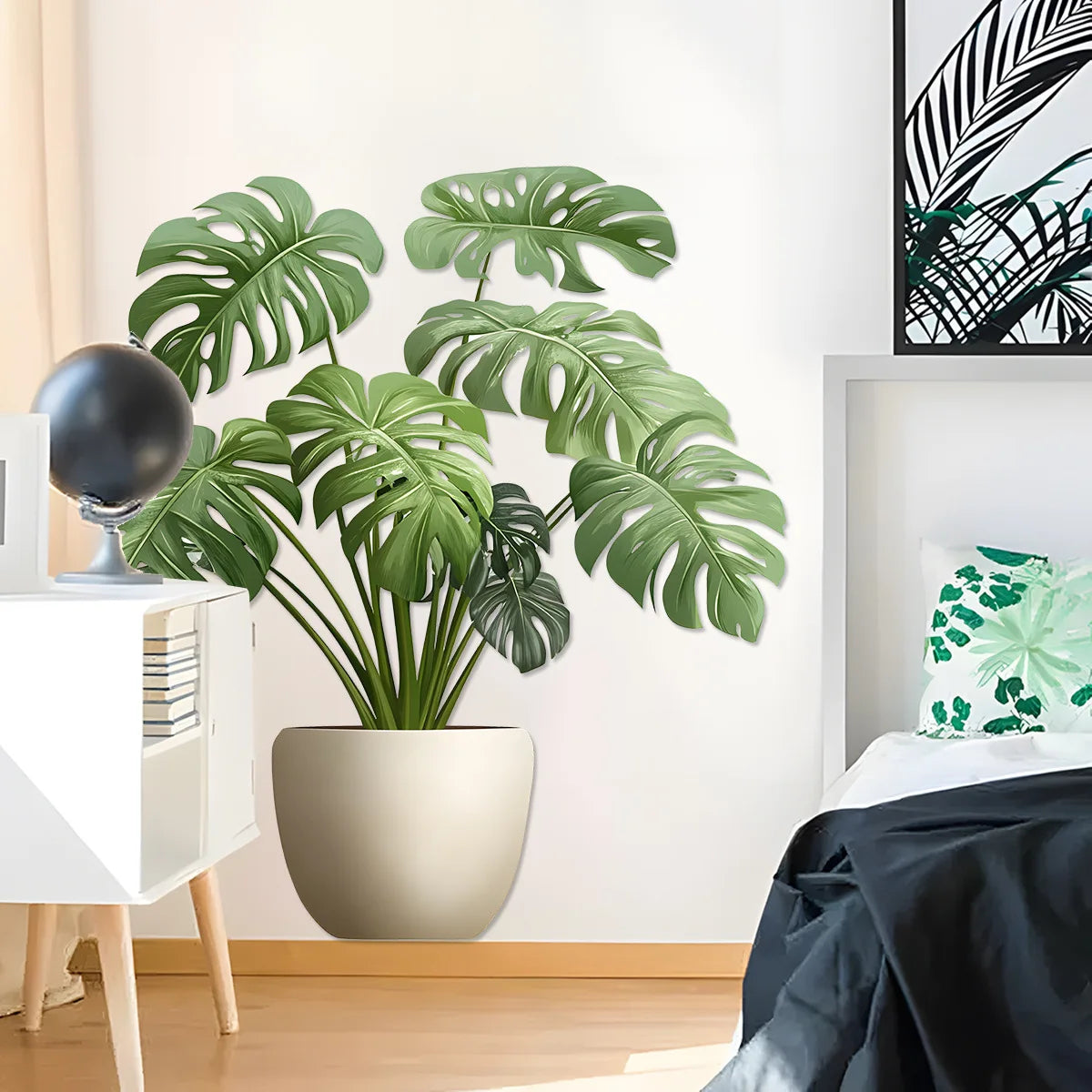 3D Green Plant Pot Wall Stickers | Waterproof Vinyl Decals