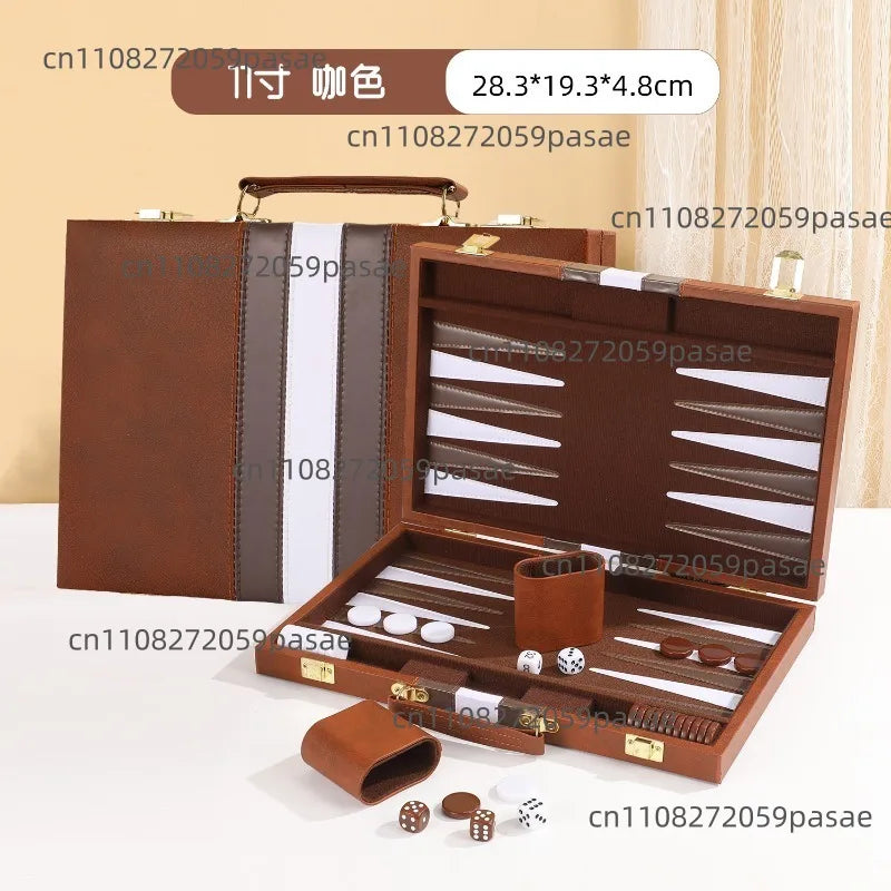 Travel Leather Backgammon Board Game Set – Premium Wood