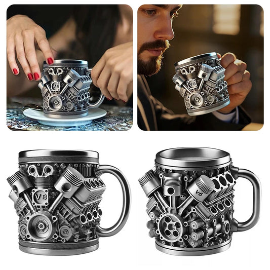 V8 Engine Stainless Steel Insulated Coffee Mug | Car Lover Gift Insulated Coffee Mug Peaceful Pleasures Health and Wellness