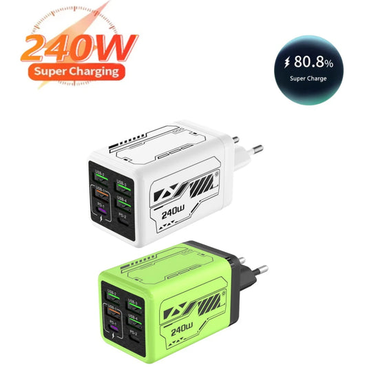 6-Port USB-C & USB-A 40W Fast Charger | QC 3.0 Desktop Hub Multi-Port USB Charger Peaceful Pleasures Health and Wellness