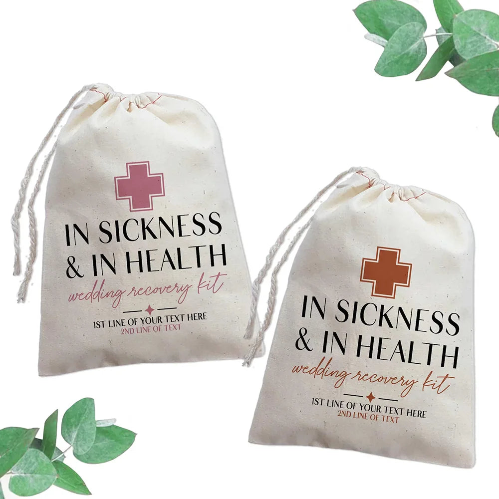 Custom "In Sickness & In Health" Wedding Hangover Recovery Kit Bag