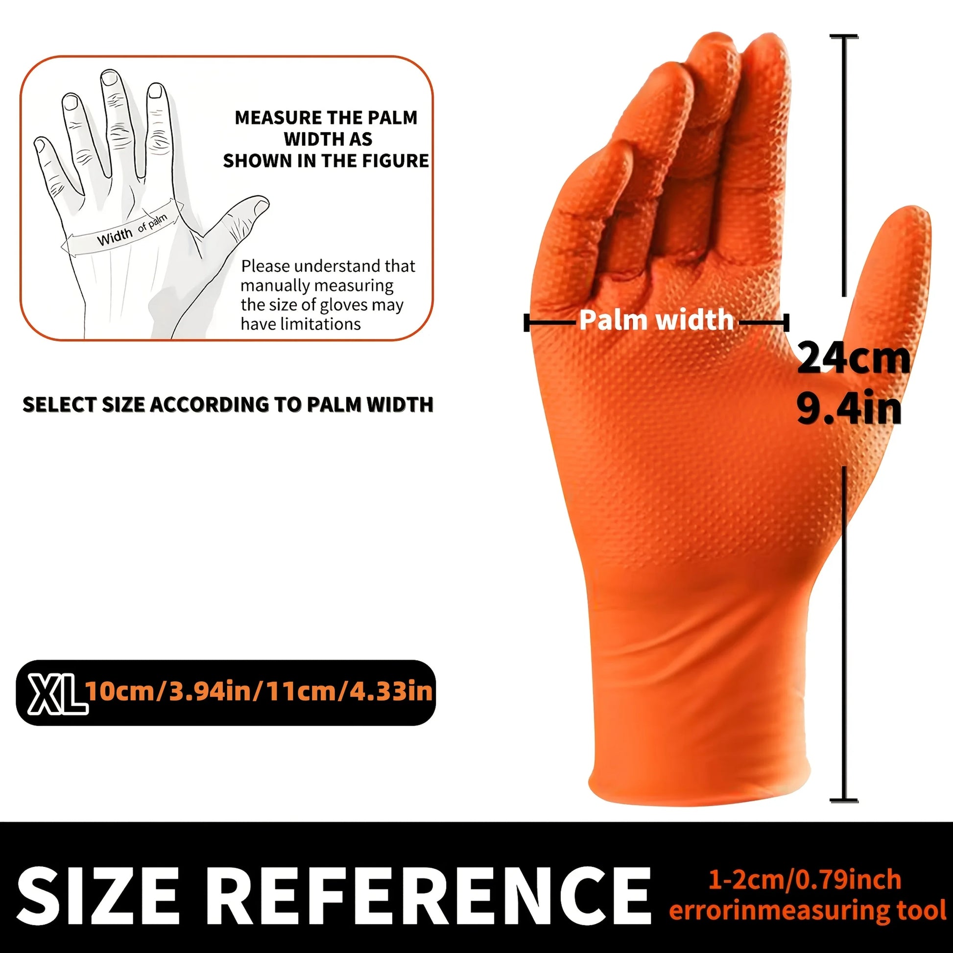 30-Pack (15 Pairs) of Orange Nitrile Gloves with Raised Diamond Texture, Suitable for Auto Repair, Outdoor Use, Kitchen and Household Cleaning, and Are Versatile for Multiple Cleaning Scenarios Peaceful Pleasures Health and Wellness