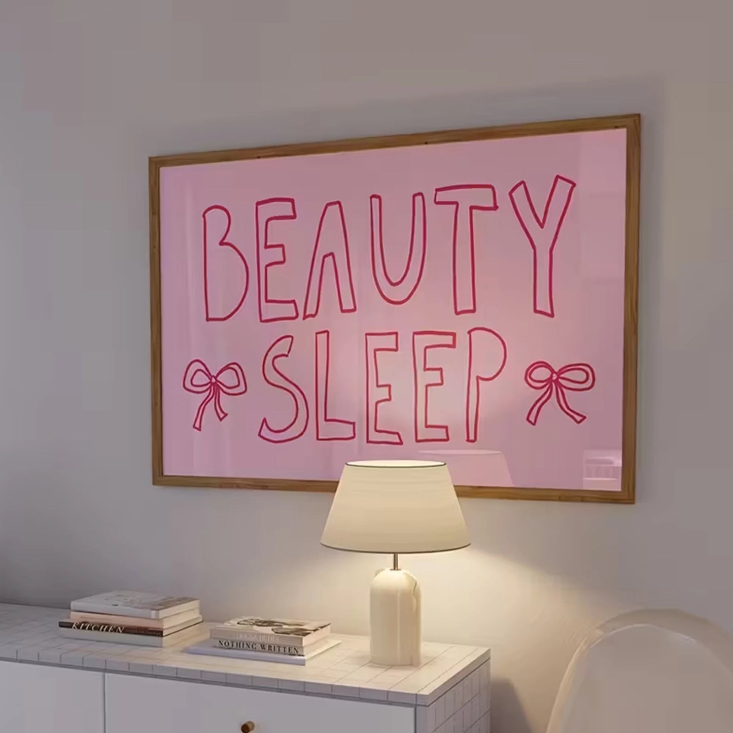 Pink Beauty Sleep Canvas Wall Art Poster | Bedroom Décor