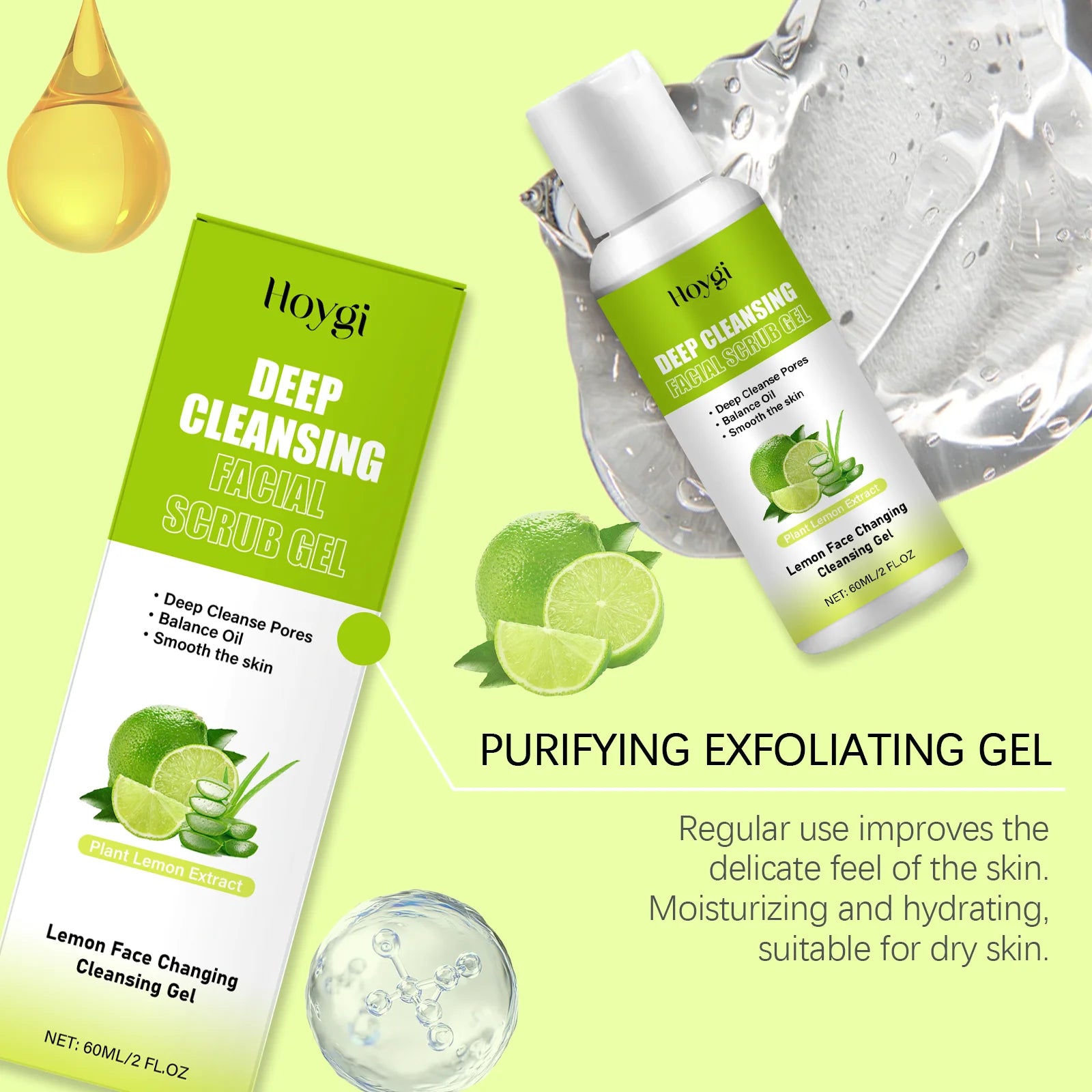 Peach Exfoliating Gel for Face Oil Control Deep Cleansing Skin Brightening Remove Dead Skin Smoothing Lemon Facial Scrub Gel 60g Peaceful Pleasures Health and Wellness