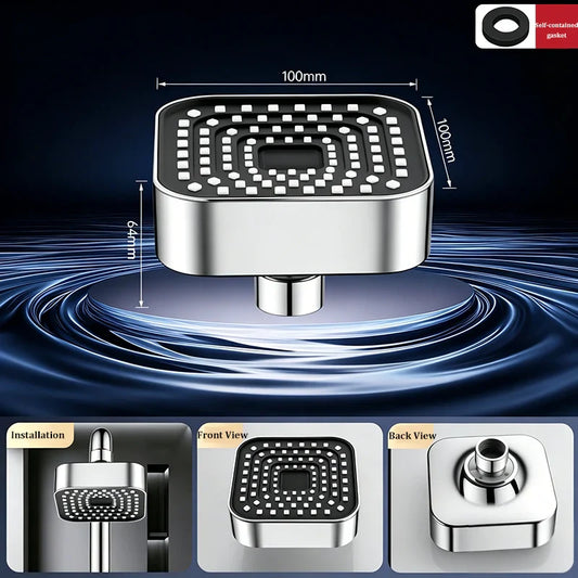 4" Square Rain Shower Head – Water-Saving Removable Sprayer Rain Shower Head Oasis Select Silver