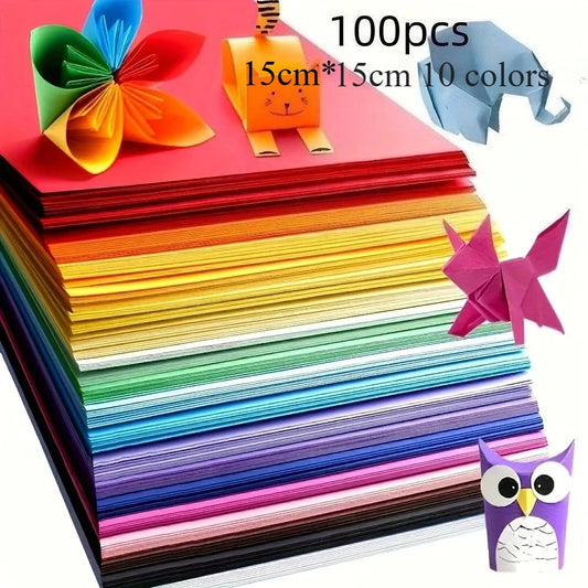100pcs Vibrant Square Origami Paper - Colorful Handcrafted Sheets for Artistic Creations, for Origami, Art Crafts, Scrapbooking Peaceful Pleasures Health and Wellness