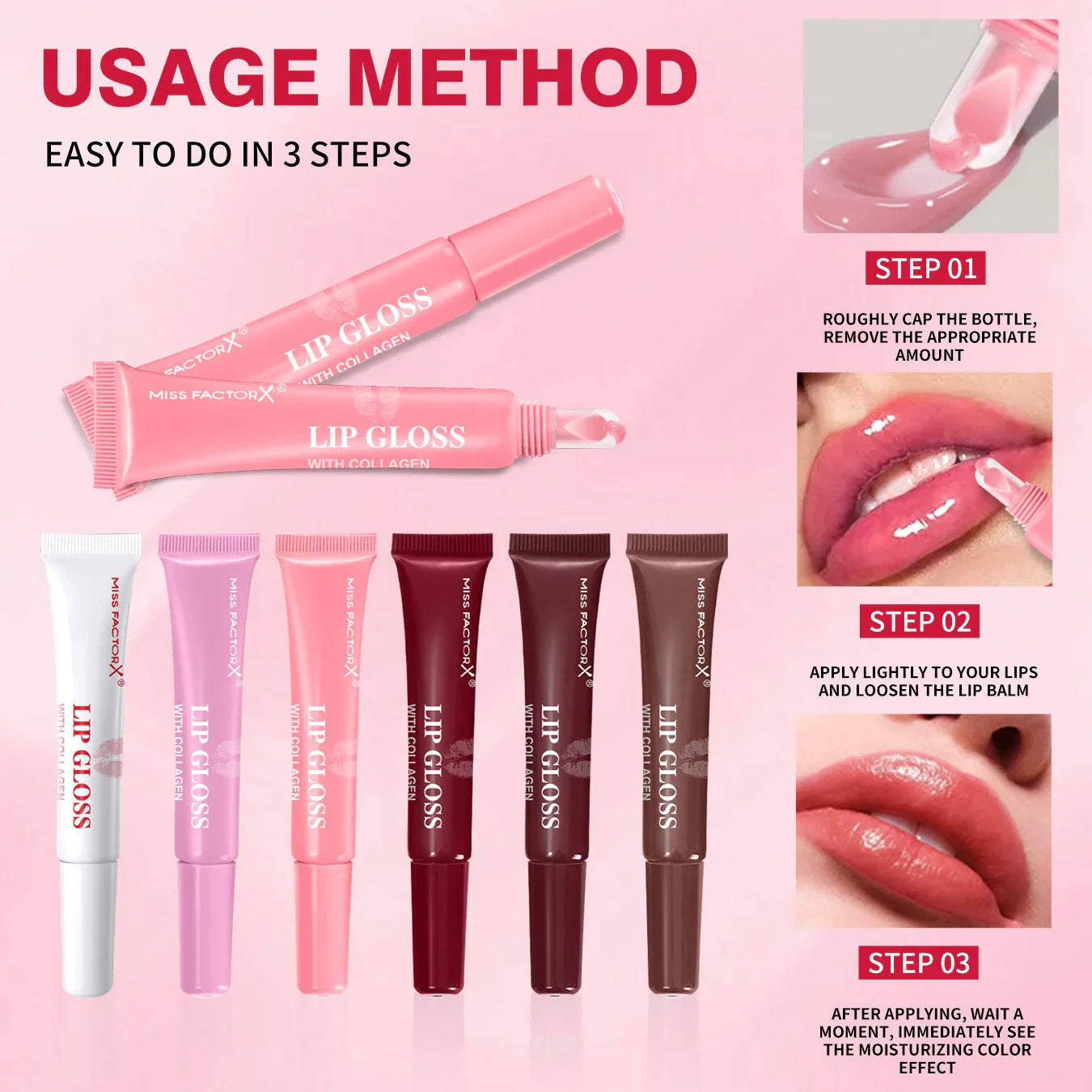 MISS FACTORX 24-Piece Lip Gloss Gift Set – Moisturizing & Long-Lasting