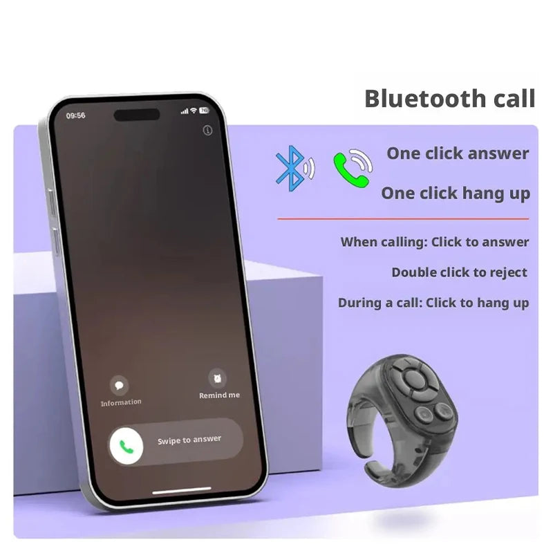 Bluetooth Ring Remote – Page Turner, Camera Shutter & Media Peaceful Pleasures Health and Wellness