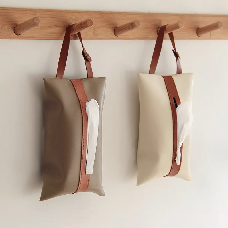 Leather Car Tissue Box Holder – Hanging Decorative Cover Car Tissue Box Cover Peaceful Pleasures Health and Wellness