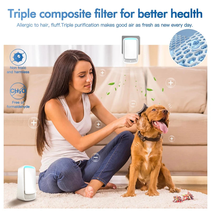 Negative Ion Mini Air Purifier Whisper Quiet Operation Plug In Air Cleaner Fresher For Pet Kitchen Smokers Toilet Bathroom Peaceful Pleasures Health and Wellness